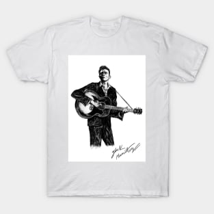 J Cash man in black Country Original Ink Drawing Print T-Shirt